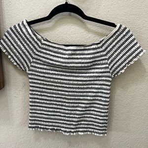 Black and white striped crop top